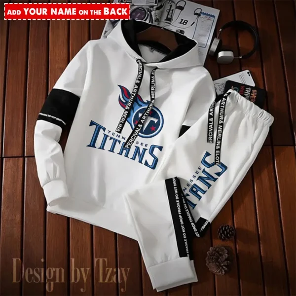 Tennessee Titans New Fashion Casual Sportswear: Stylish Hooded Sweatshirt and Jogger Pants Set for Men SPTCSSW062