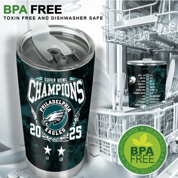 Philadelphia Eagles 2025 Super Bowl LIX Champions Tumbler BGTUM787 - Image 4