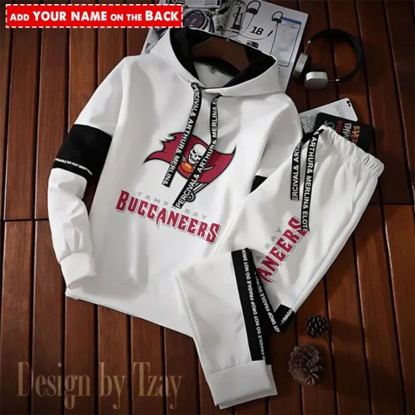 Tampa Bay Buccaneers New Fashion Casual Sportswear: Stylish Hooded Sweatshirt and Jogger Pants Set for Men SPTCSSW063