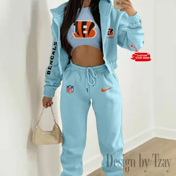 Cincinnati Bengals Women's Outfit Winter Athleisure 3 Piece Set SPTWAL3PS073 - Image 2