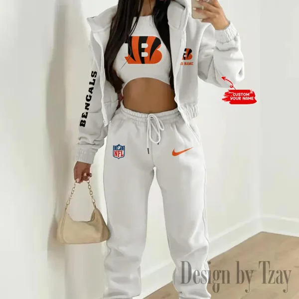 Cincinnati Bengals Women's Outfit Winter Athleisure 3 Piece Set SPTWAL3PS073 - Image 7