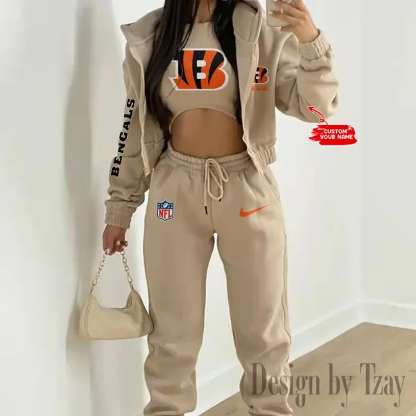 Cincinnati Bengals Women's Outfit Winter Athleisure 3 Piece Set SPTWAL3PS073 - Image 9