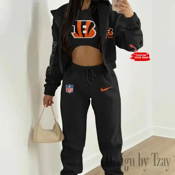 Cincinnati Bengals Women's Outfit Winter Athleisure 3 Piece Set SPTWAL3PS073 - Image 10