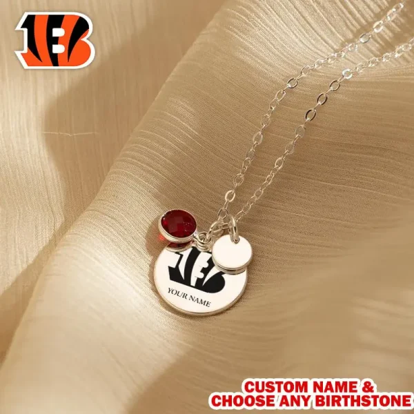 Cincinnati Bengals Personalized Engraved Necklace With Birthstone Gift For Fan SPTENL001 - Image 3