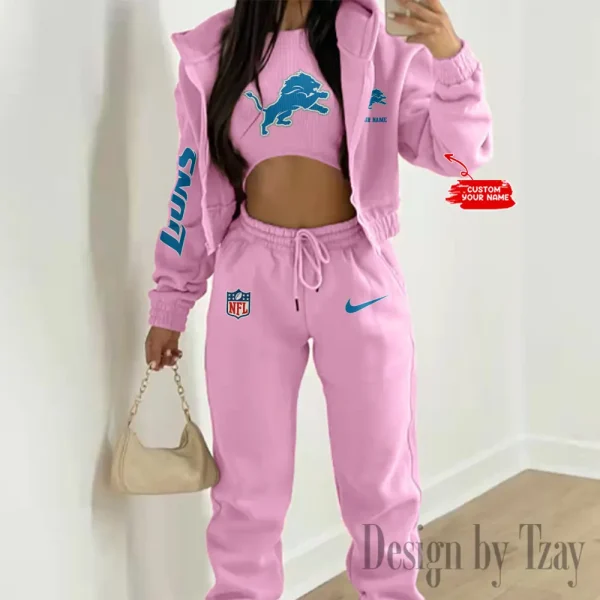 Detroit Lions Women's Outfit Winter Athleisure 3 Piece Set SPTWAL3PS076 - Image 2