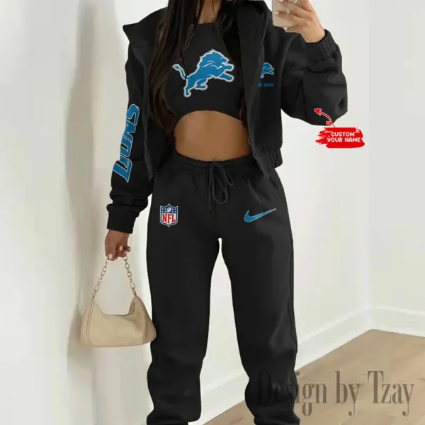 Detroit Lions Women's Outfit Winter Athleisure 3 Piece Set SPTWAL3PS076 - Image 3