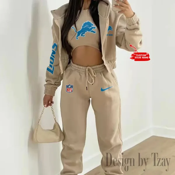 Detroit Lions Women's Outfit Winter Athleisure 3 Piece Set SPTWAL3PS076 - Image 4