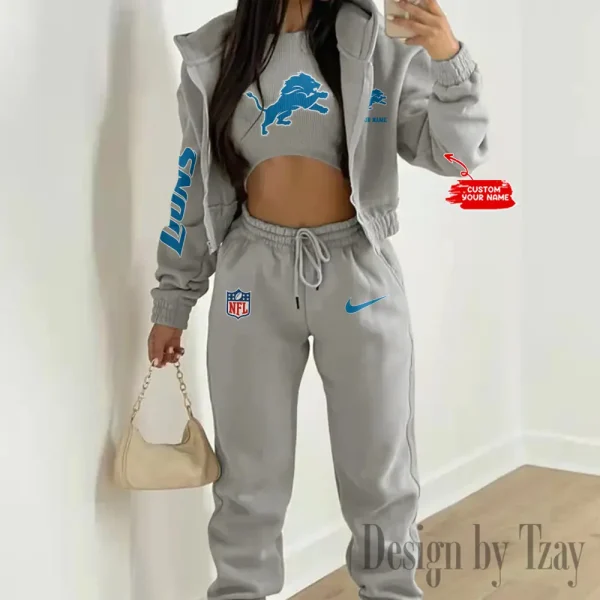 Detroit Lions Women's Outfit Winter Athleisure 3 Piece Set SPTWAL3PS076 - Image 8