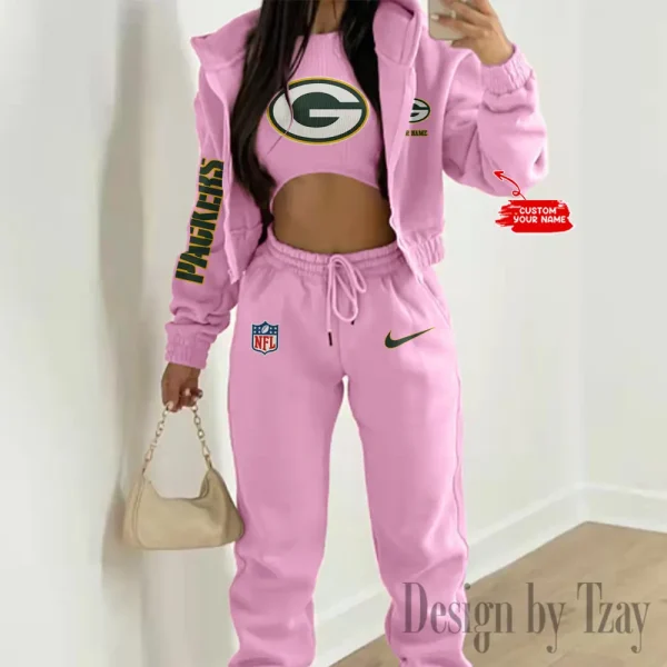 Green Bay Packers Women's Outfit Winter Athleisure 3 Piece Set SPTWAL3PS077 - Image 2