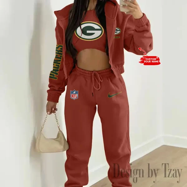 Green Bay Packers Women's Outfit Winter Athleisure 3 Piece Set SPTWAL3PS077 - Image 3