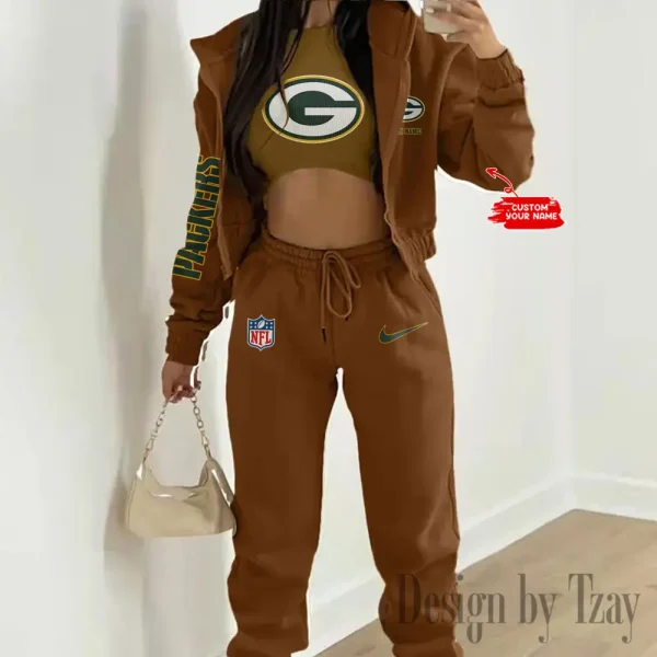 Green Bay Packers Women's Outfit Winter Athleisure 3 Piece Set SPTWAL3PS077 - Image 6