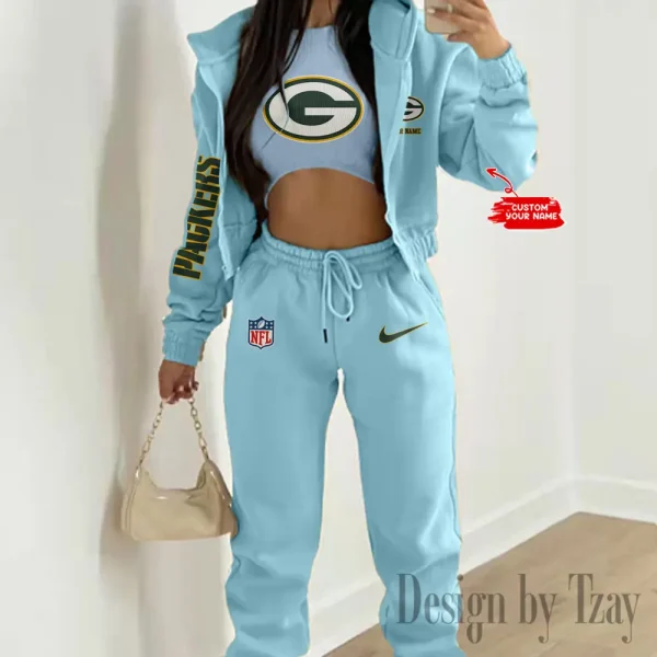 Green Bay Packers Women's Outfit Winter Athleisure 3 Piece Set SPTWAL3PS077 - Image 8