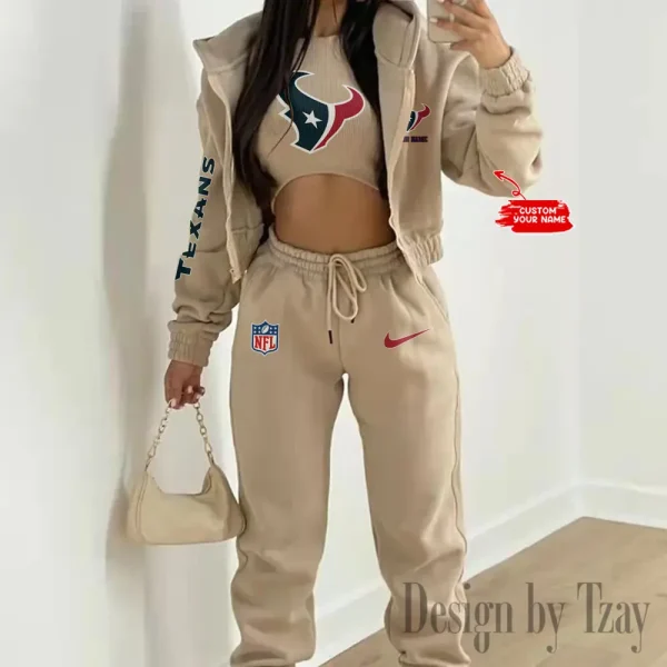 Houston Texans Women's Outfit Winter Athleisure 3 Piece Set SPTWAL3PS078 - Image 2