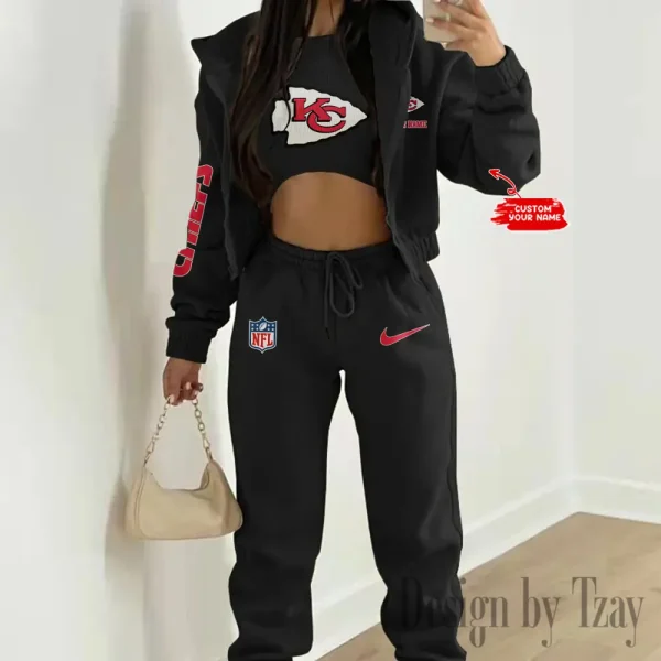 Kansas City Chiefs Women's Outfit Winter Athleisure 3 Piece Set SPTWAL3PS081 - Image 2