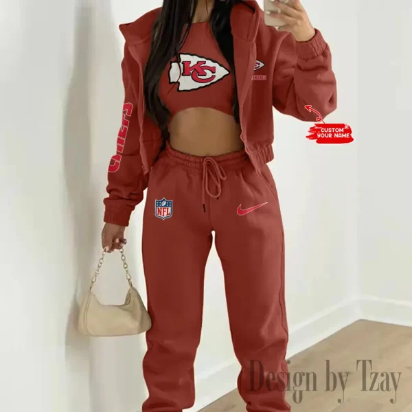 Kansas City Chiefs Women's Outfit Winter Athleisure 3 Piece Set SPTWAL3PS081