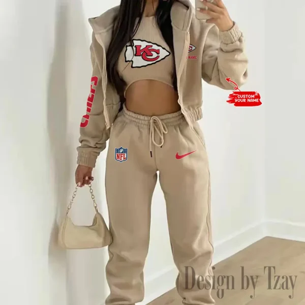 Kansas City Chiefs Women's Outfit Winter Athleisure 3 Piece Set SPTWAL3PS081 - Image 8