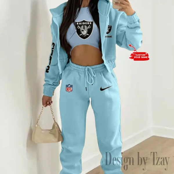 Las Vegas Raiders Women's Outfit Winter Athleisure 3 Piece Set SPTWAL3PS082 - Image 7