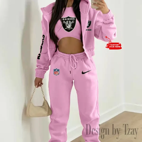 Las Vegas Raiders Women's Outfit Winter Athleisure 3 Piece Set SPTWAL3PS082 - Image 8