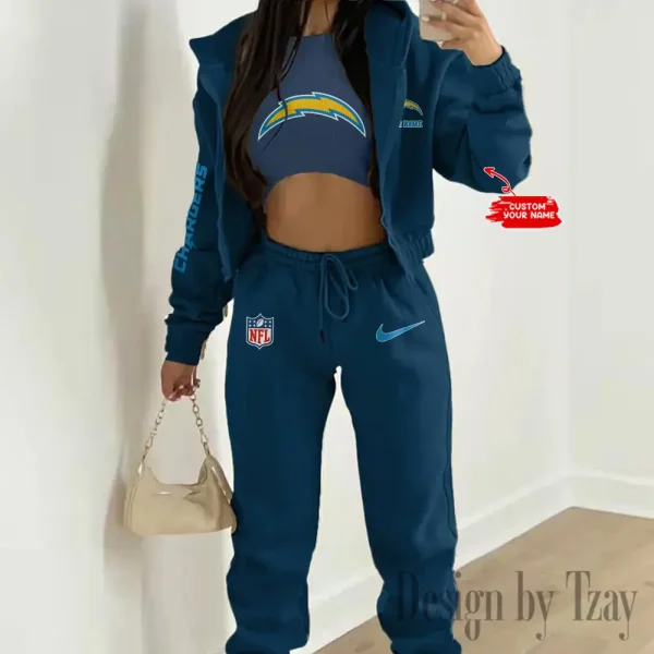 Los Angeles Chargers Women's Outfit Winter Athleisure 3 Piece Set SPTWAL3PS083 - Image 7