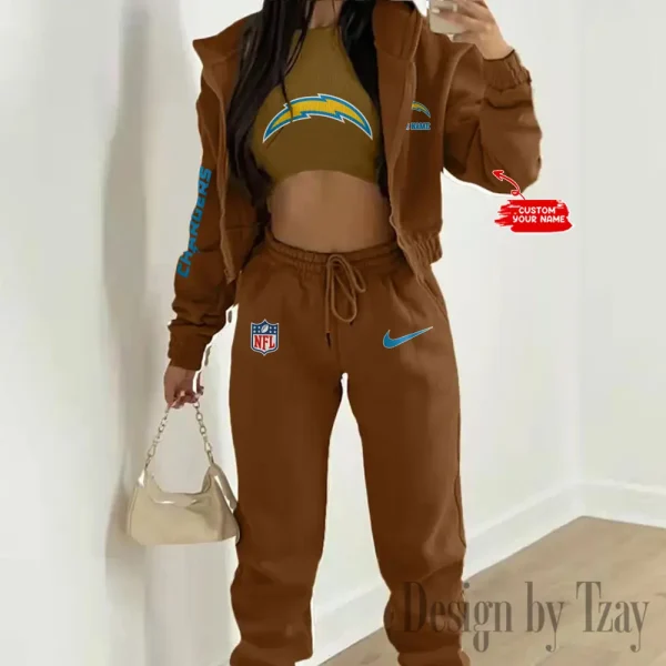 Los Angeles Chargers Women's Outfit Winter Athleisure 3 Piece Set SPTWAL3PS083 - Image 9