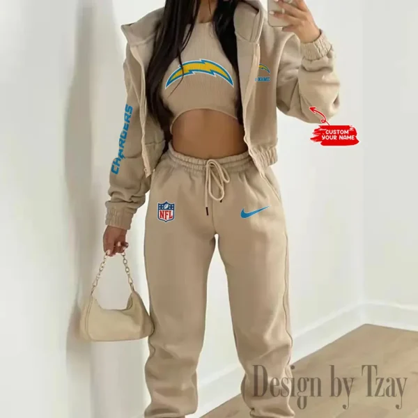 Los Angeles Chargers Women's Outfit Winter Athleisure 3 Piece Set SPTWAL3PS083 - Image 10