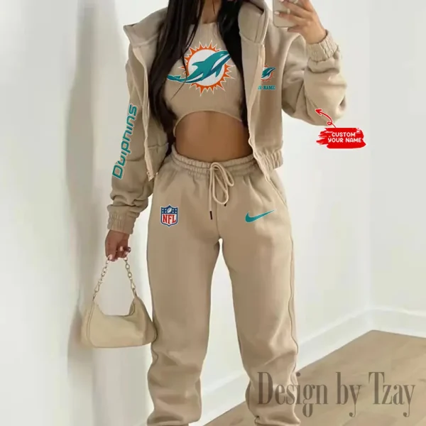 Miami Dolphins Women's Outfit Winter Athleisure 3 Piece Set SPTWAL3PS085 - Image 8