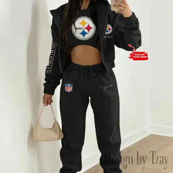 Pittsburgh Steelers Women's Outfit Winter Athleisure 3 Piece Set SPTWAL3PS092 - Image 3