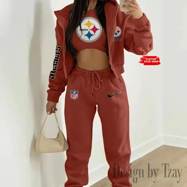 Pittsburgh Steelers Women's Outfit Winter Athleisure 3 Piece Set SPTWAL3PS092 - Image 7