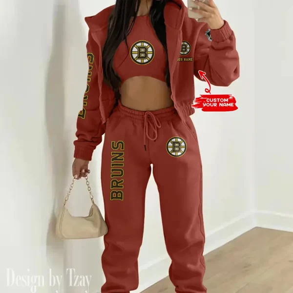 Boston Bruins NHL Women's Outfit Winter Athleisure 3 Piece Set SPTWAL3PS100 - Image 2