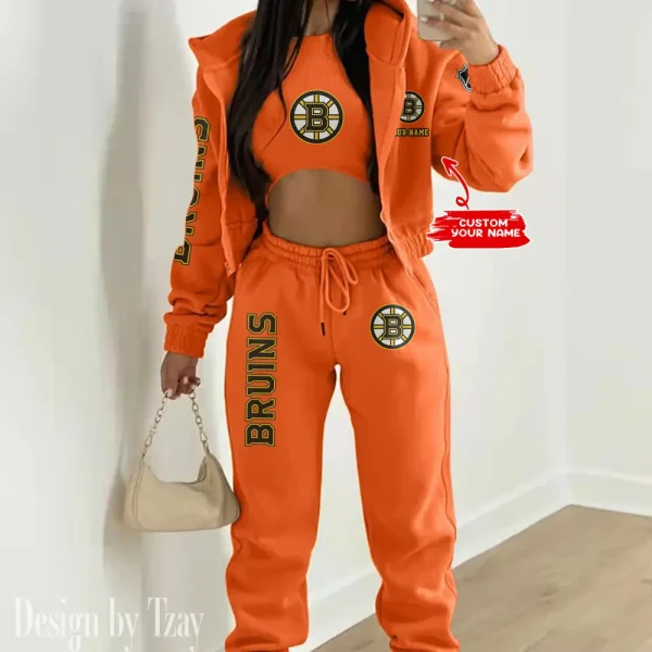 Boston Bruins NHL Women's Outfit Winter Athleisure 3 Piece Set SPTWAL3PS100 - Image 3