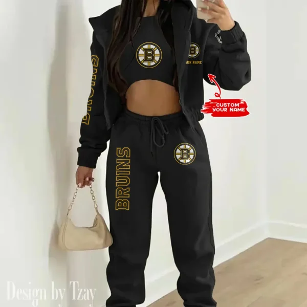 Boston Bruins NHL Women's Outfit Winter Athleisure 3 Piece Set SPTWAL3PS100 - Image 8