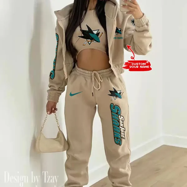 San Jose Sharks NHL Women's Outfit Winter Athleisure 3 Piece Set SPTWAL3PS109 - Image 2