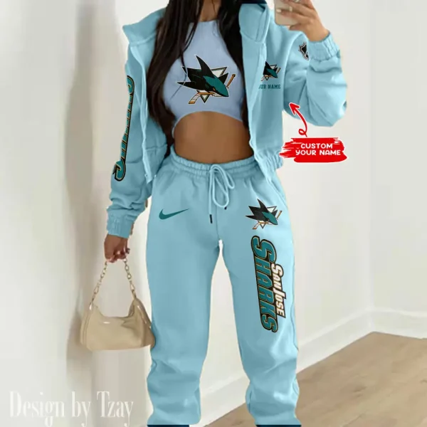 San Jose Sharks NHL Women's Outfit Winter Athleisure 3 Piece Set SPTWAL3PS109 - Image 5