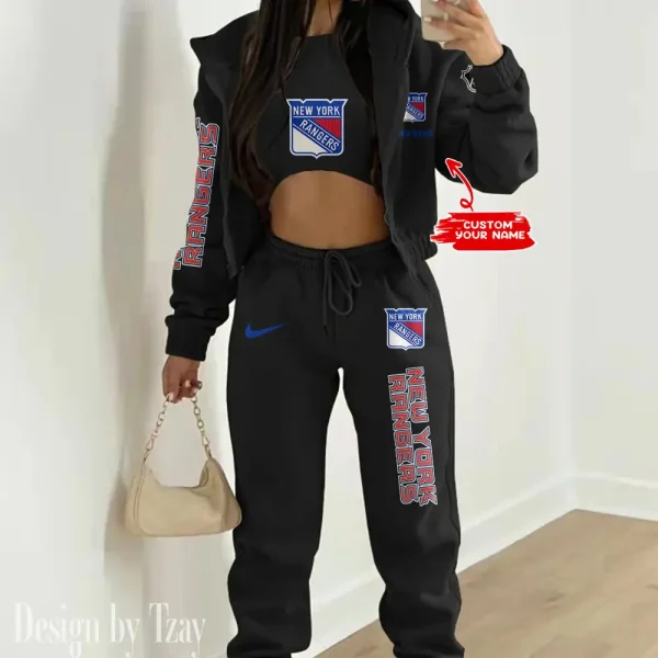 New York Rangers NHL Women's Outfit Winter Athleisure 3 Piece Set SPTWAL3PS113