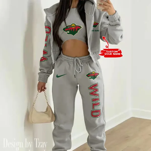 Minnesota Wild NHL Women's Outfit Winter Athleisure 3 Piece Set SPTWAL3PS118