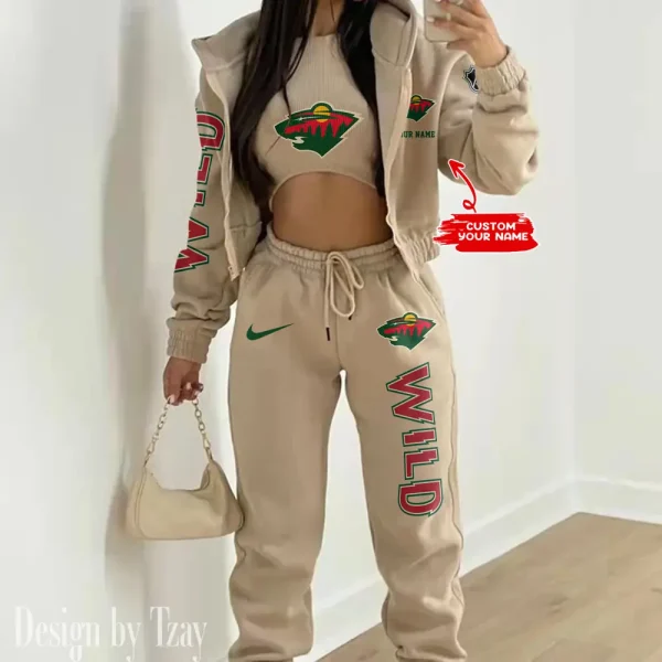 Minnesota Wild NHL Women's Outfit Winter Athleisure 3 Piece Set SPTWAL3PS118 - Image 7