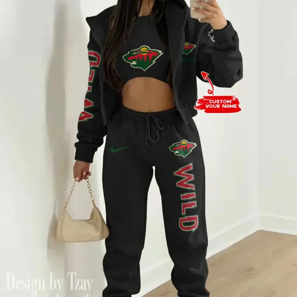 Minnesota Wild NHL Women's Outfit Winter Athleisure 3 Piece Set SPTWAL3PS118 - Image 8