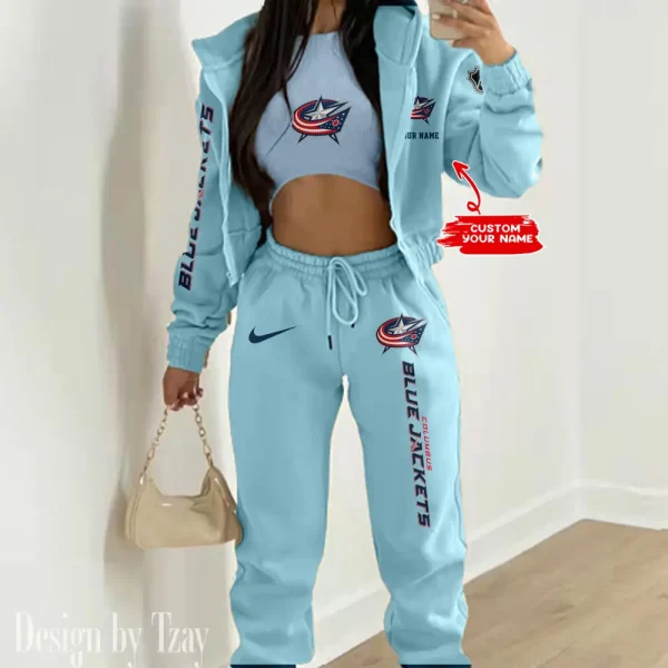 Columbus Blue Jackets NHL Women's Outfit Winter Athleisure 3 Piece Set SPTWAL3PS124 - Image 4