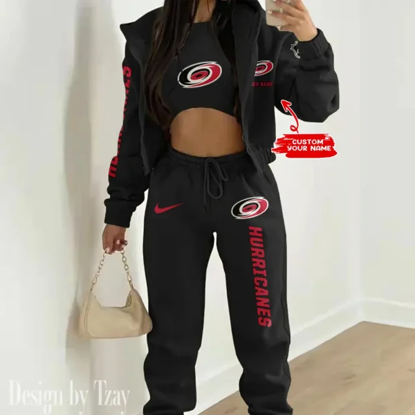 Carolina Hurricanes NHL Women's Outfit Winter Athleisure 3 Piece Set SPTWAL3PS127