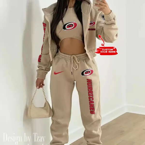 Carolina Hurricanes NHL Women's Outfit Winter Athleisure 3 Piece Set SPTWAL3PS127 - Image 2