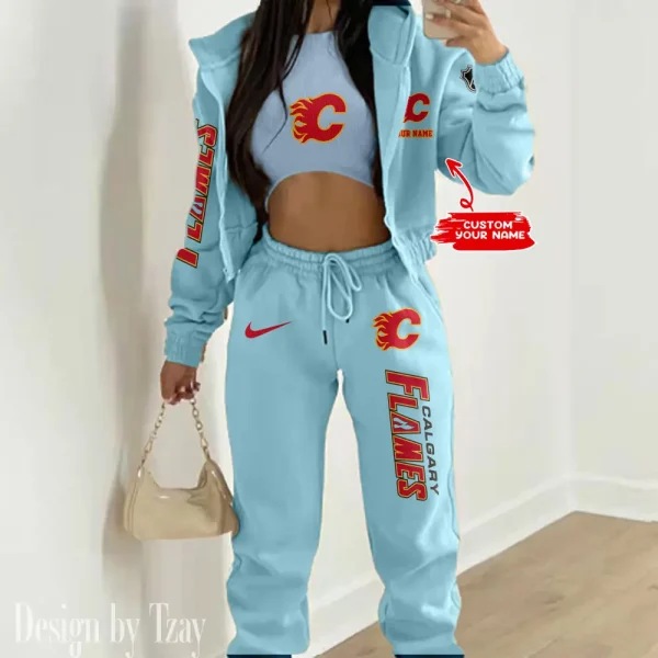 Calgary Flames NHL Women's Outfit Winter Athleisure 3 Piece Set SPTWAL3PS128 - Image 5