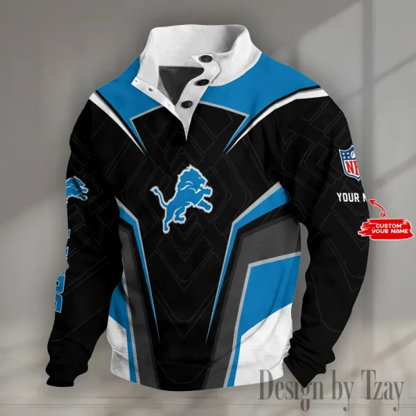 Detroit Lions NFL Half Button Long Sleeve Hoodie S9DBSCH1444