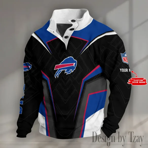 Buffalo Bills NFL Half Button Long Sleeve Hoodie S9DBSCH1448