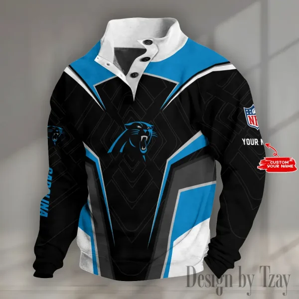 Carolina Panthers NFL Half Button Long Sleeve Hoodie S9DBSCH1452