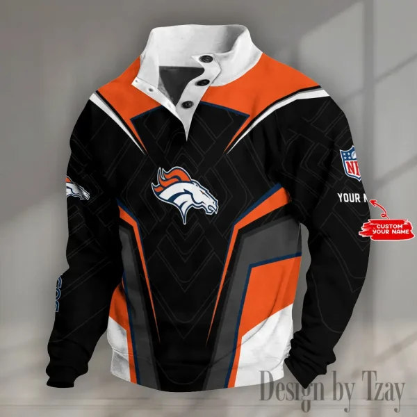 Denver Broncos NFL Half Button Long Sleeve Hoodie S9DBSCH1455