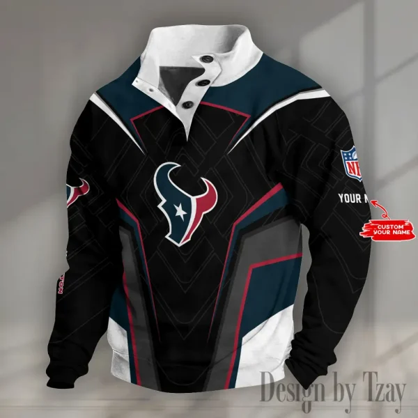 Houston Texans NFL Half Button Long Sleeve Hoodie S9DBSCH1456