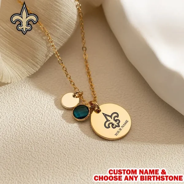 New Orleans Saints Personalized Engraved Necklace With Birthstone Gift For Fan SPTENL002 - Image 2