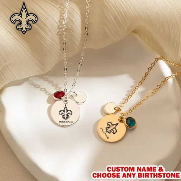 New Orleans Saints Personalized Engraved Necklace With Birthstone Gift For Fan SPTENL002