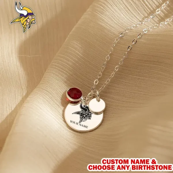 Minnesota Vikings Personalized Engraved Necklace With Birthstone Gift For Fan SPTENL003 - Image 3