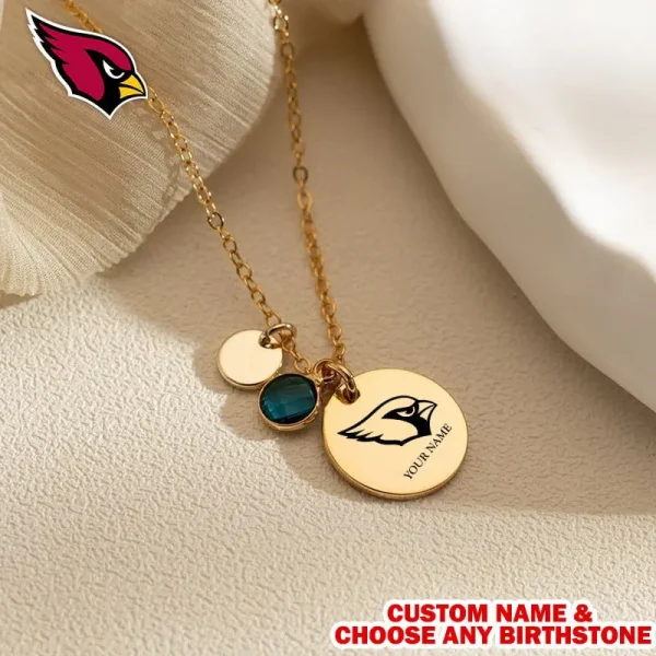 Arizona Cardinals Personalized Engraved Necklace With Birthstone Gift For Fan SPTENL004 - Image 2